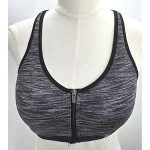 Knockout By Victoria's Secret Sports Bra Front Zip Close Racerback 32 D Gray/blk